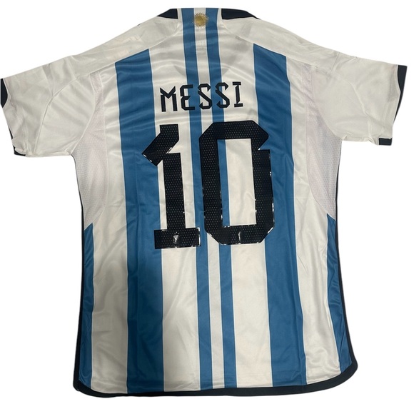 Adidas Messi #10 Argentina Blue and White Striped Soccer Jersey - Picture 5 of 9